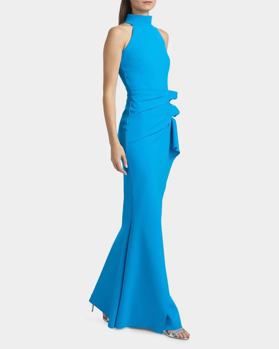 Chiara Boni La Petite Robe Gudrum Halter Ruffle Gown | Thumbnail 4