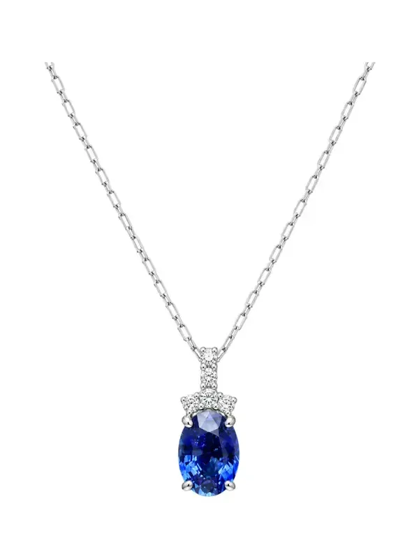 1.31ct Diamond Sapphire Platinum Pendant Necklace 1.31ct Diamond Sapphire Platinum Pendant Necklace