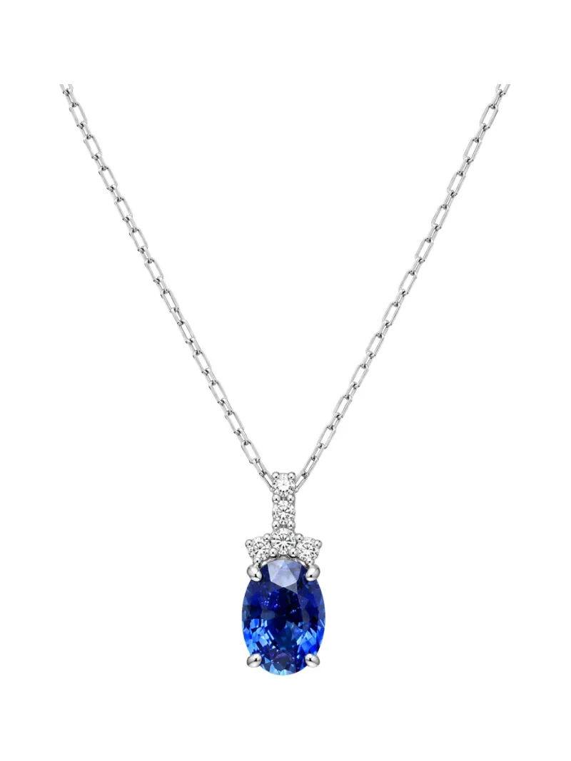 1.31ct Diamond Sapphire Platinum Pendant Necklace