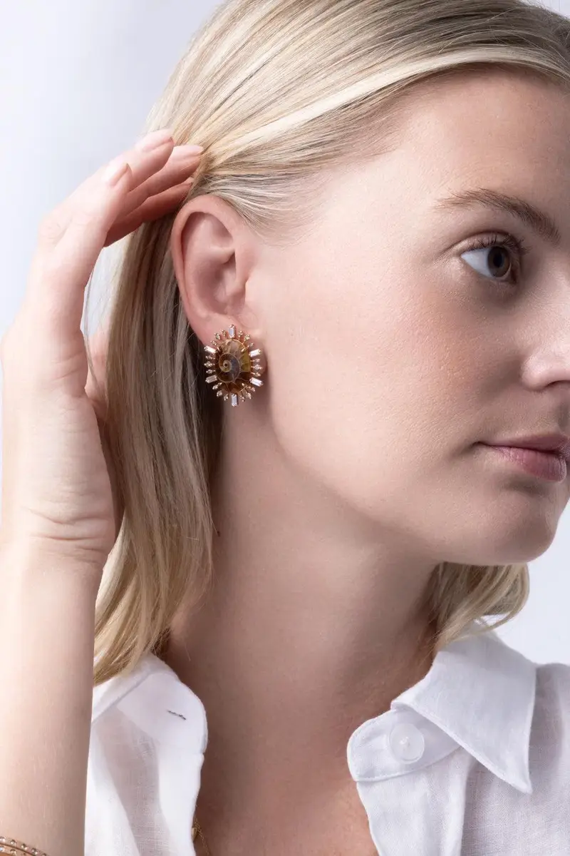 PARULINA Diamond Ammonite Baguette Earrings | Thumbnail 2 PARULINA Diamond Ammonite Baguette Earrings | Thumbnail 2