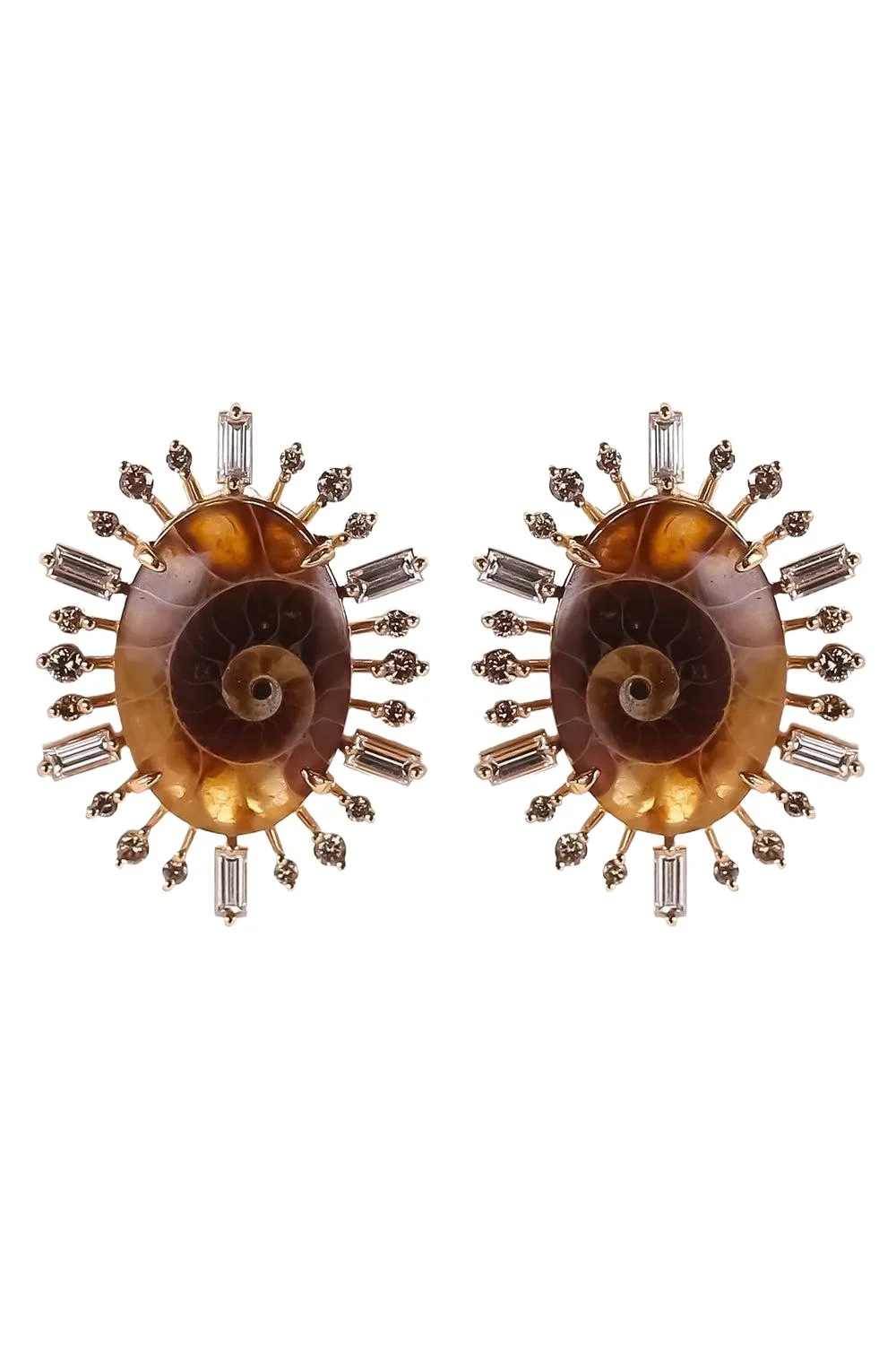 PARULINA Diamond Ammonite Baguette Earrings