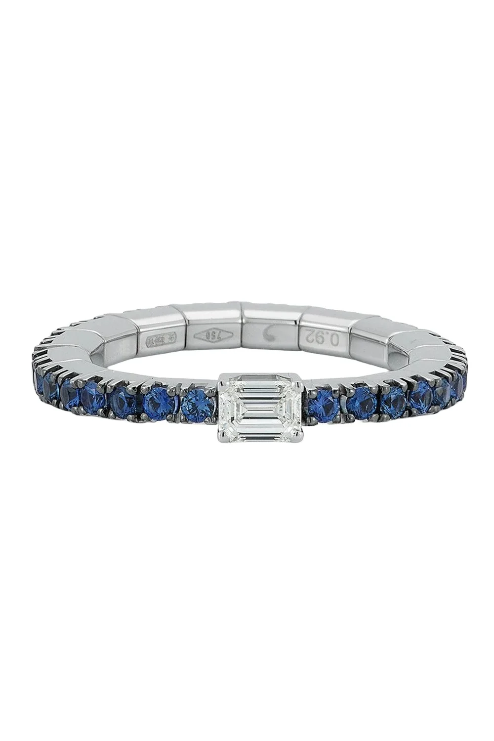 Diamond Blue Sapphire Emerald Solitaire Ring