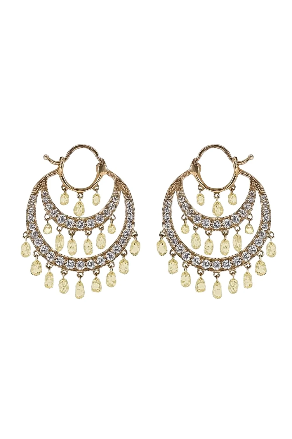 Diamond Briolette Round Tier Earrings Diamond Briolette Round Tier Earrings