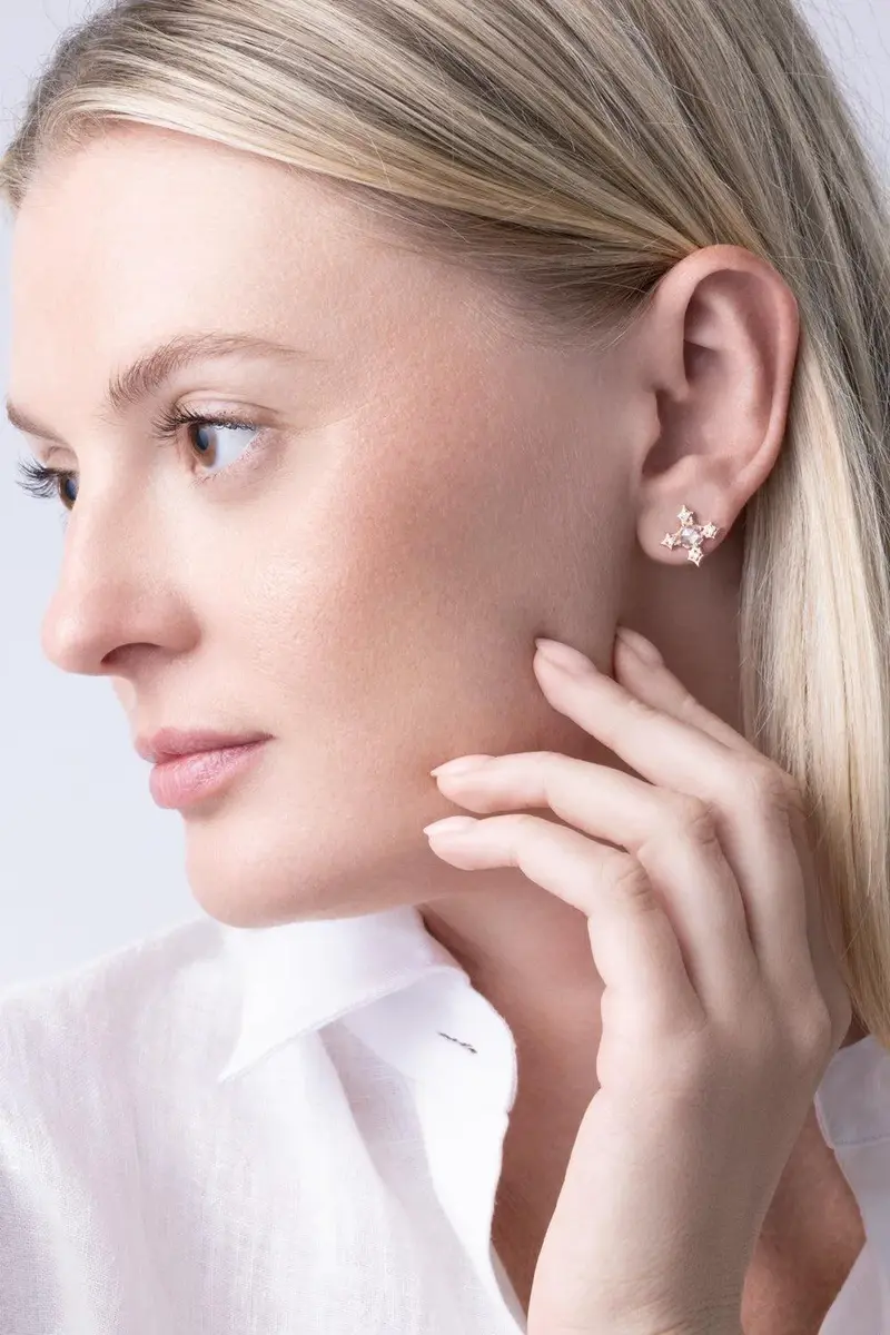 PARULINA Diamond Rose Tudor Stud Earrings | Thumbnail 2 PARULINA Diamond Rose Tudor Stud Earrings | Thumbnail 2