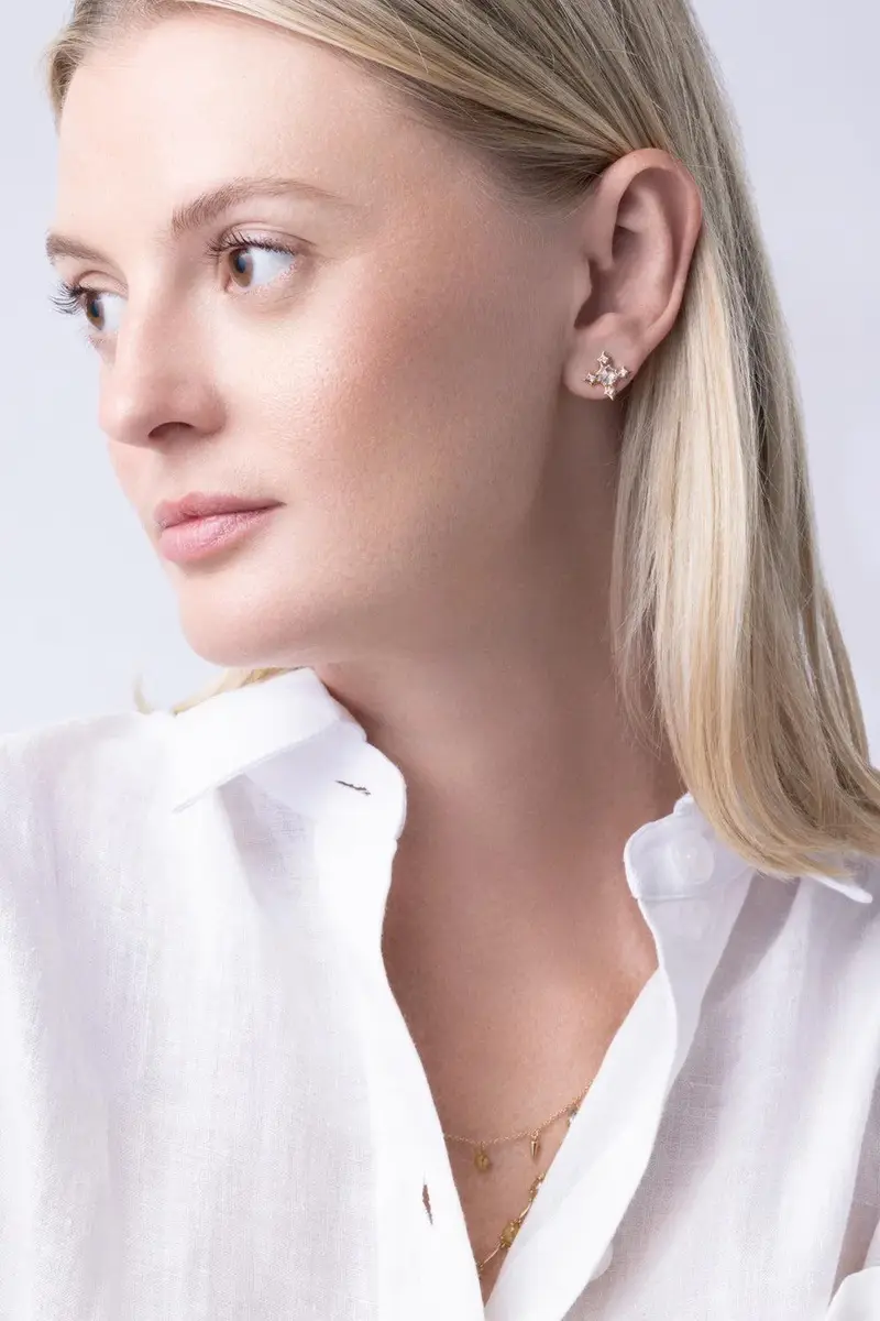 PARULINA Diamond Rose Tudor Stud Earrings | Thumbnail 3 PARULINA Diamond Rose Tudor Stud Earrings | Thumbnail 3