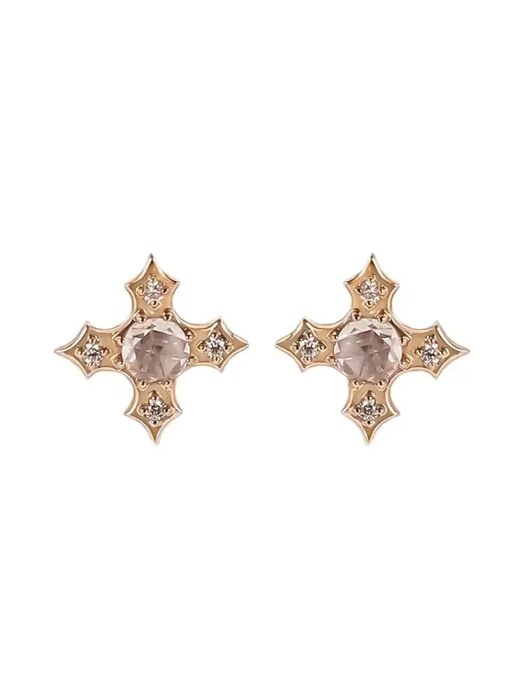 Diamond Rose Tudor Stud Earrings