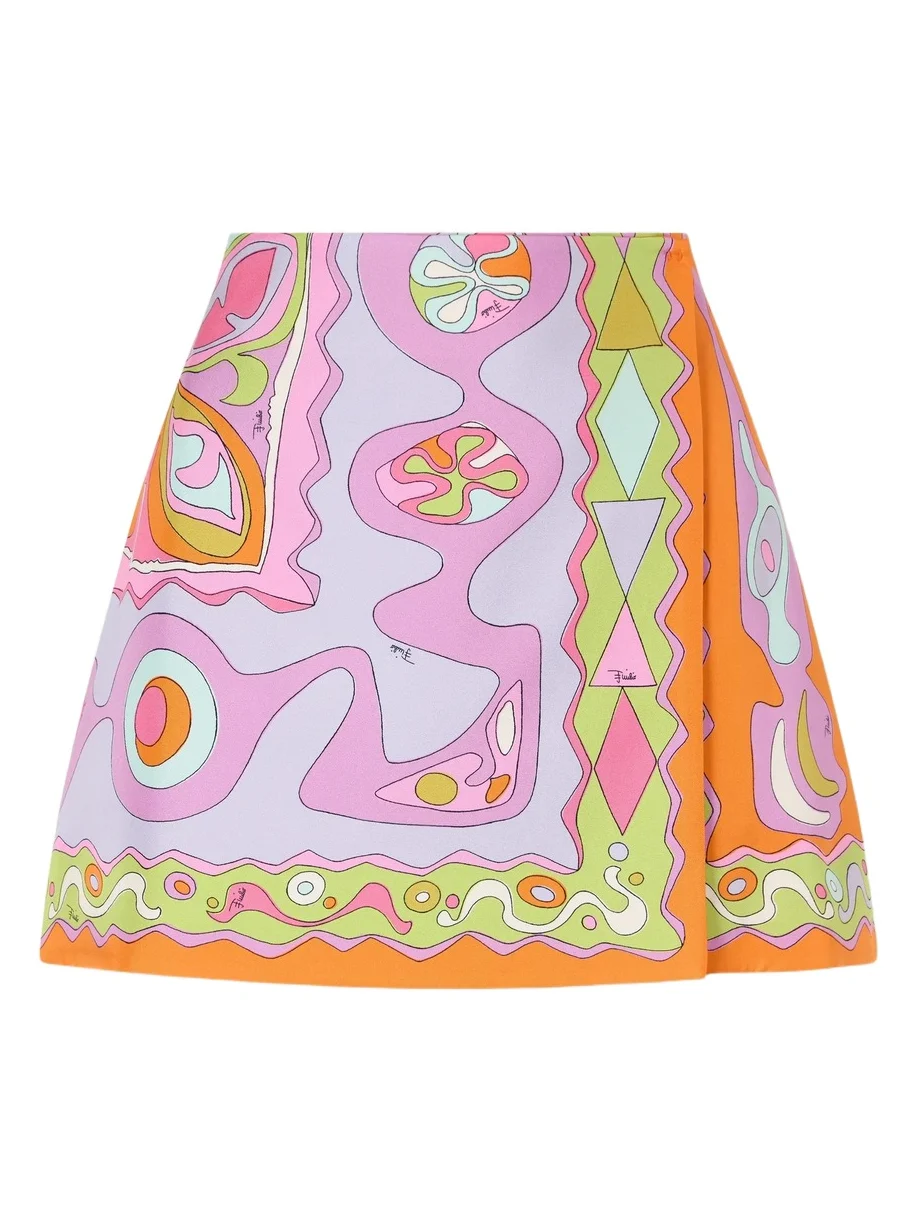 Printed Silk-twill Wrap Mini Skirt Printed Silk-twill Wrap Mini Skirt