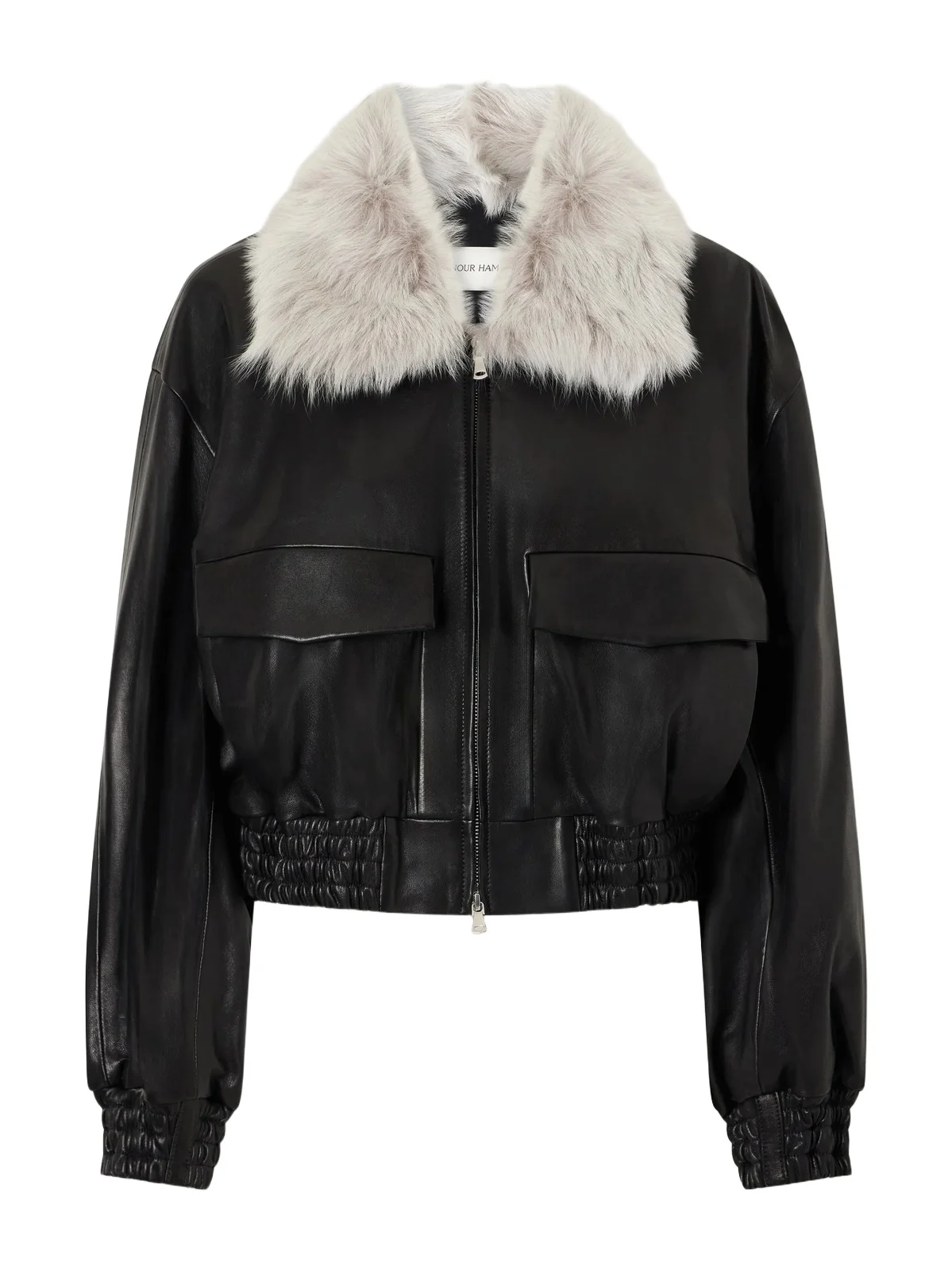 Ellery Cropped Shearling-trimmed Leather Bomber Jacket Ellery Cropped Shearling-trimmed Leather Bomber Jacket