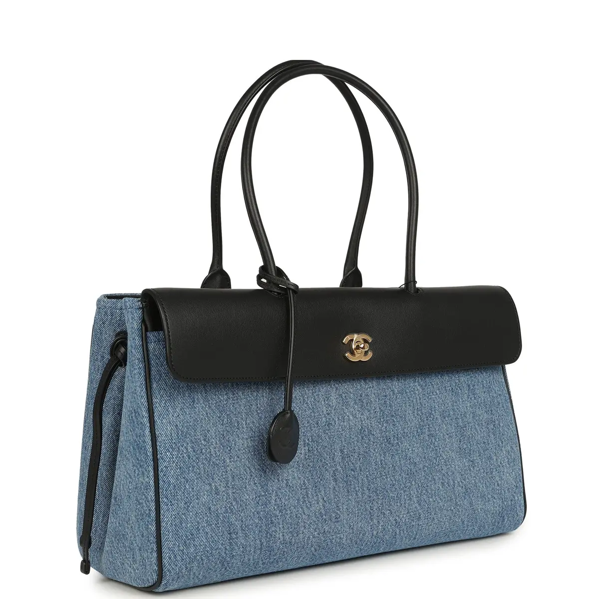 Chanel Chanel Large "Urban Essential" East West Shopping Tote Blue Denim, Black Caviar Gold Hardware | Thumbnail 2