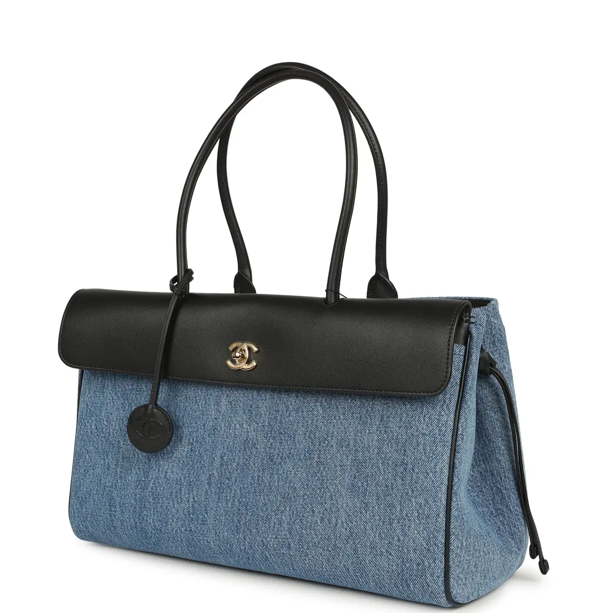 Chanel Chanel Large "Urban Essential" East West Shopping Tote Blue Denim, Black Caviar Gold Hardware | Thumbnail 5