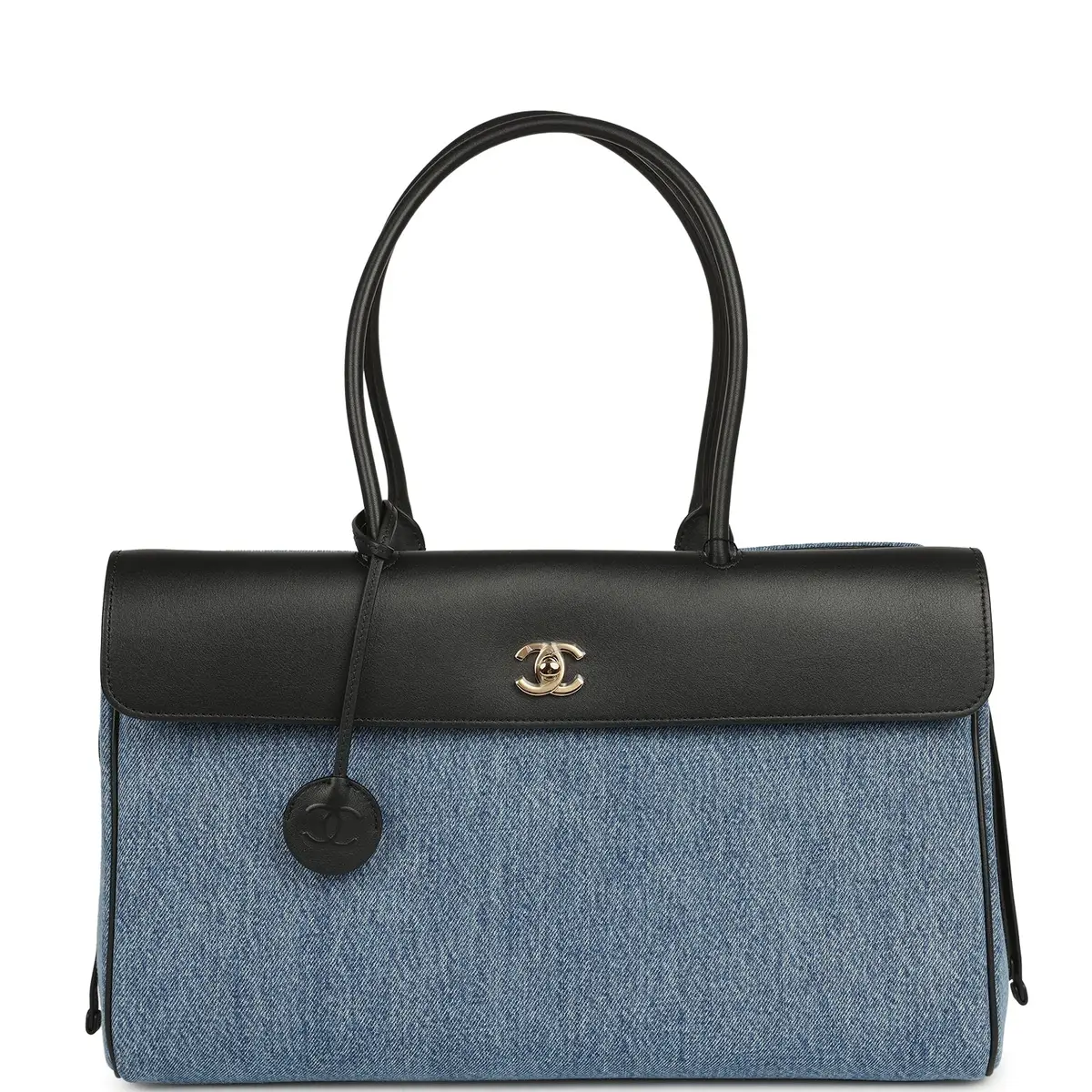 Chanel Chanel Large "Urban Essential" East West Shopping Tote Blue Denim, Black Caviar Gold Hardware | Image 1 Chanel Chanel Large "Urban Essential" East West Shopping Tote Blue Denim, Black Caviar Gold Hardware | Image 1