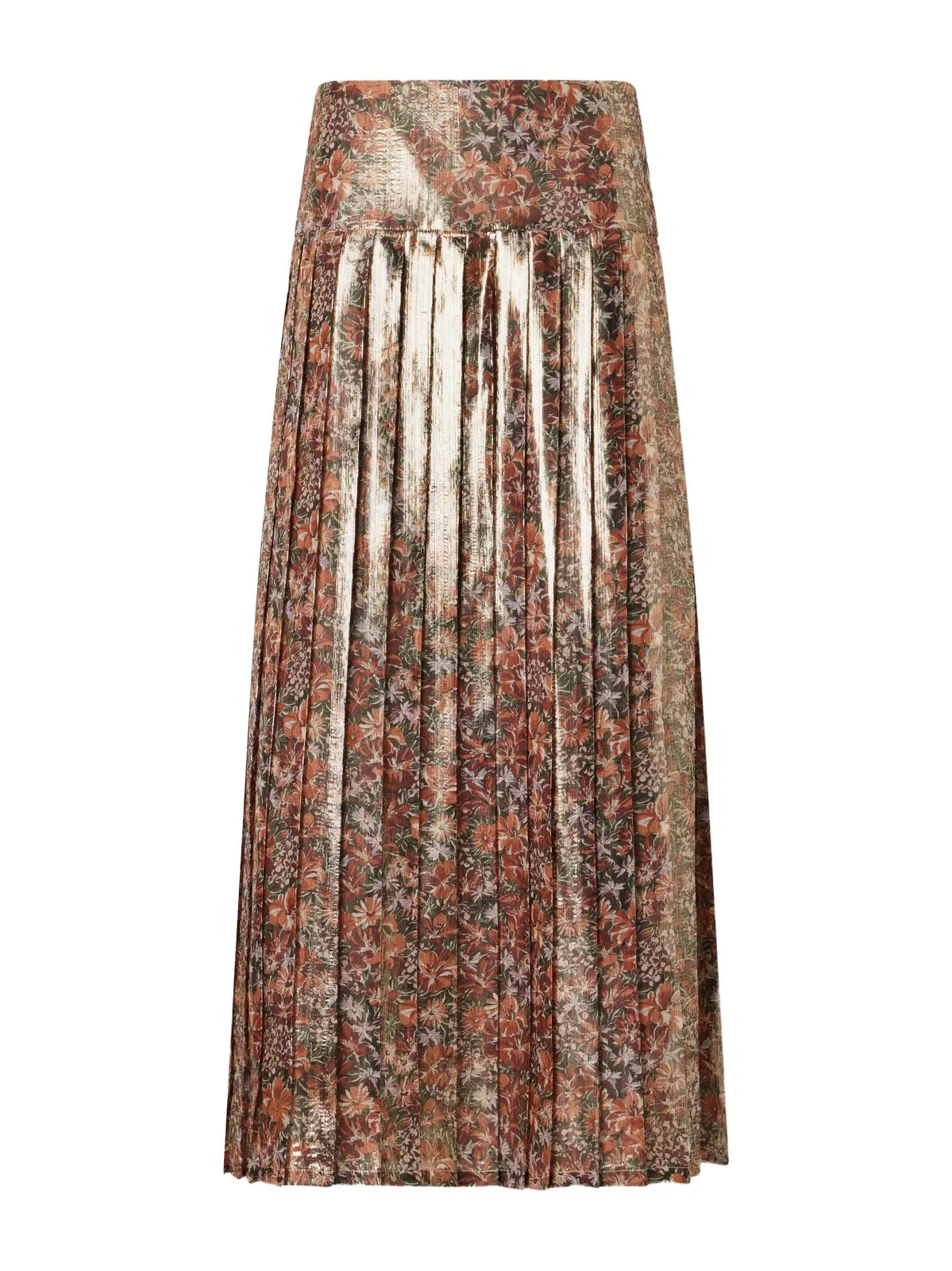 Floral-print Metallic Silk-blend Midi Skirt Floral-print Metallic Silk-blend Midi Skirt