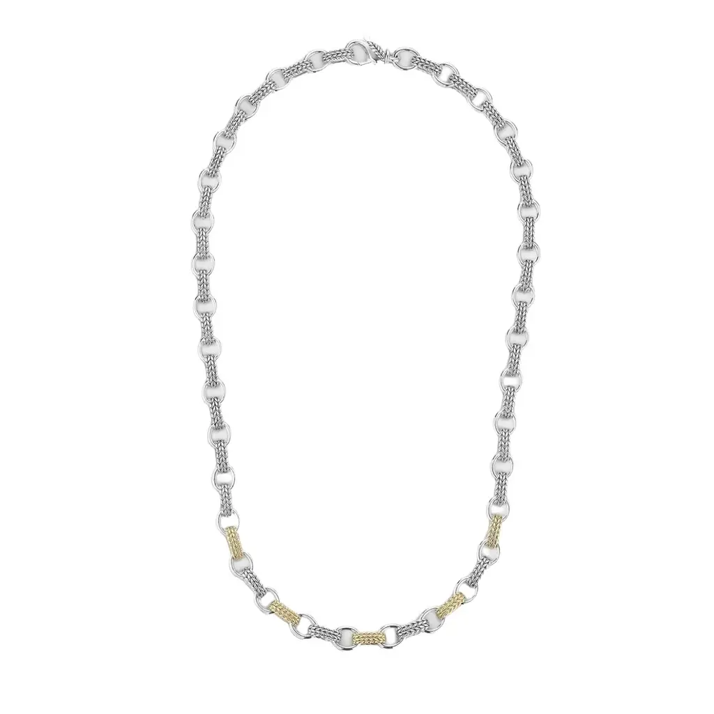 JAI JAI Sterling Silver & 14K Yellow Gold Textured Men's Link Necklace JJH3040MNG - by The Solist | Image 1 JAI JAI Sterling Silver & 14K Yellow Gold Textured Men's Link Necklace JJH3040MNG - by The Solist | Image 1