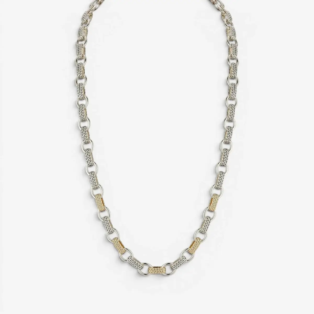 JAI JAI Sterling Silver & 14K Yellow Gold Textured Men's Link Necklace JJH3040MNG - by The Solist | Thumbnail 2 JAI JAI Sterling Silver & 14K Yellow Gold Textured Men's Link Necklace JJH3040MNG - by The Solist | Thumbnail 2