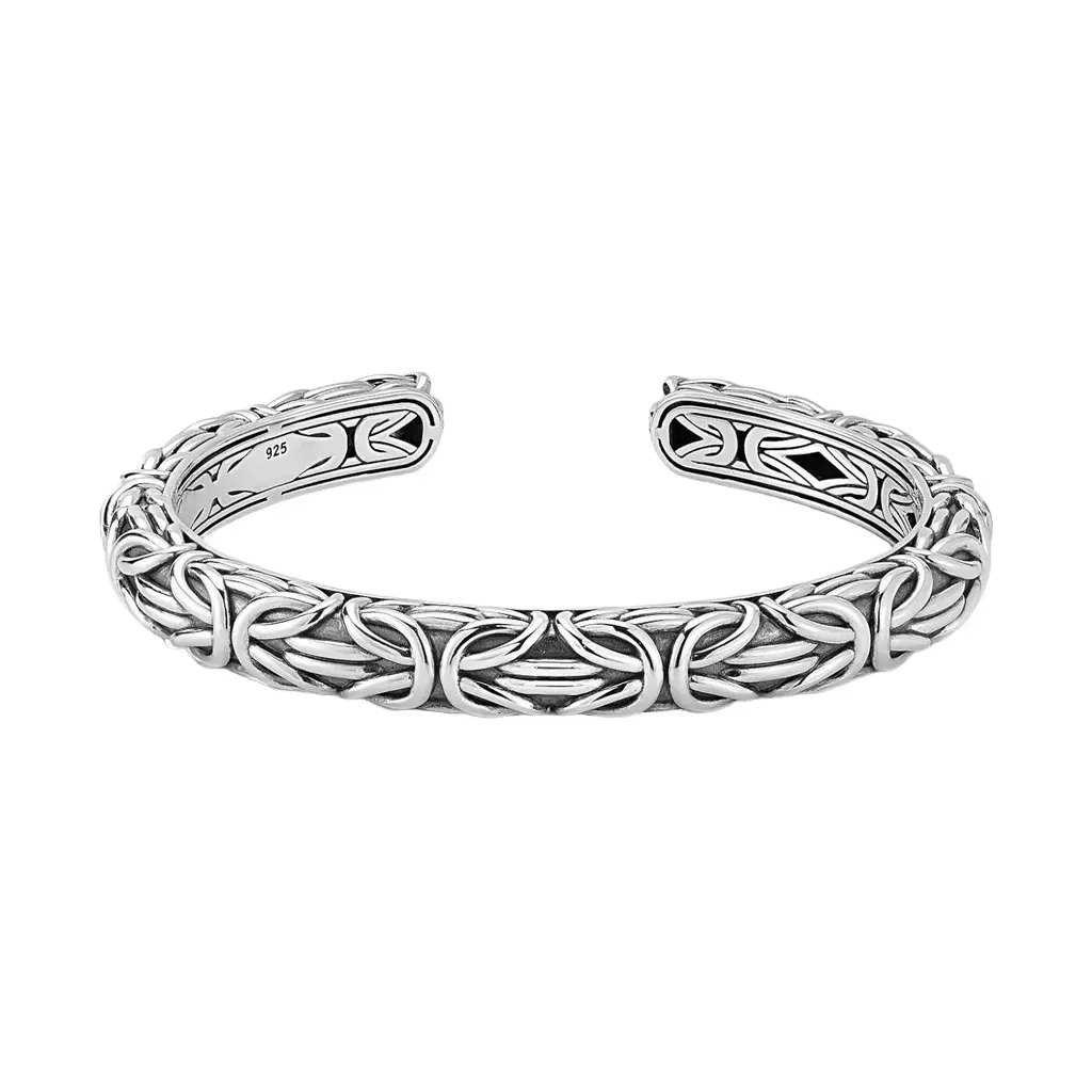 JAI JAI Sterling Silver Carved Byzantine Men's Cuff Bangle Bracelet JJH5015MB - L by The Solist