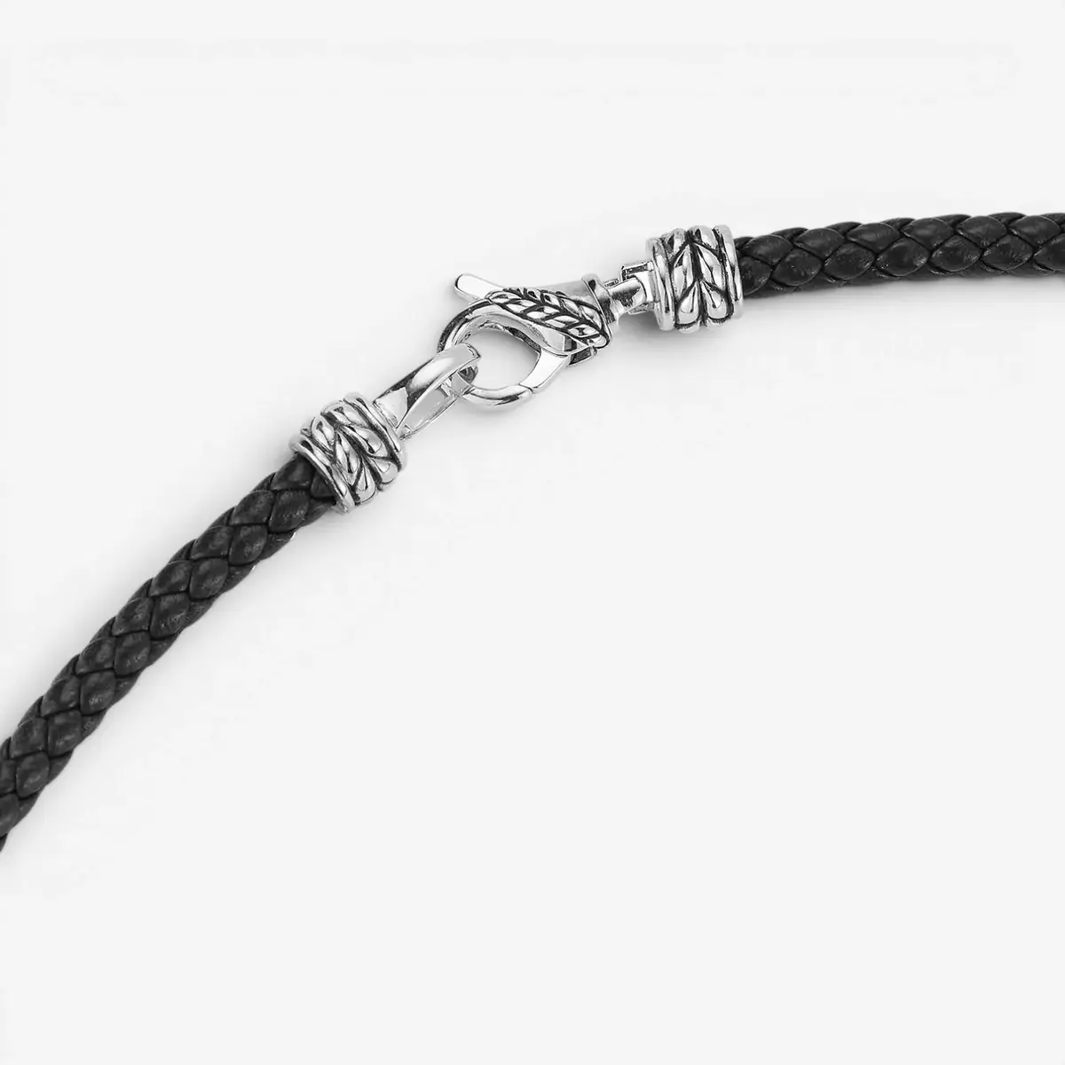 JAI JAI Sterling Silver Leather Textured Station Black Men's Necklace by The Solist | Thumbnail 3 JAI JAI Sterling Silver Leather Textured Station Black Men's Necklace by The Solist | Thumbnail 3