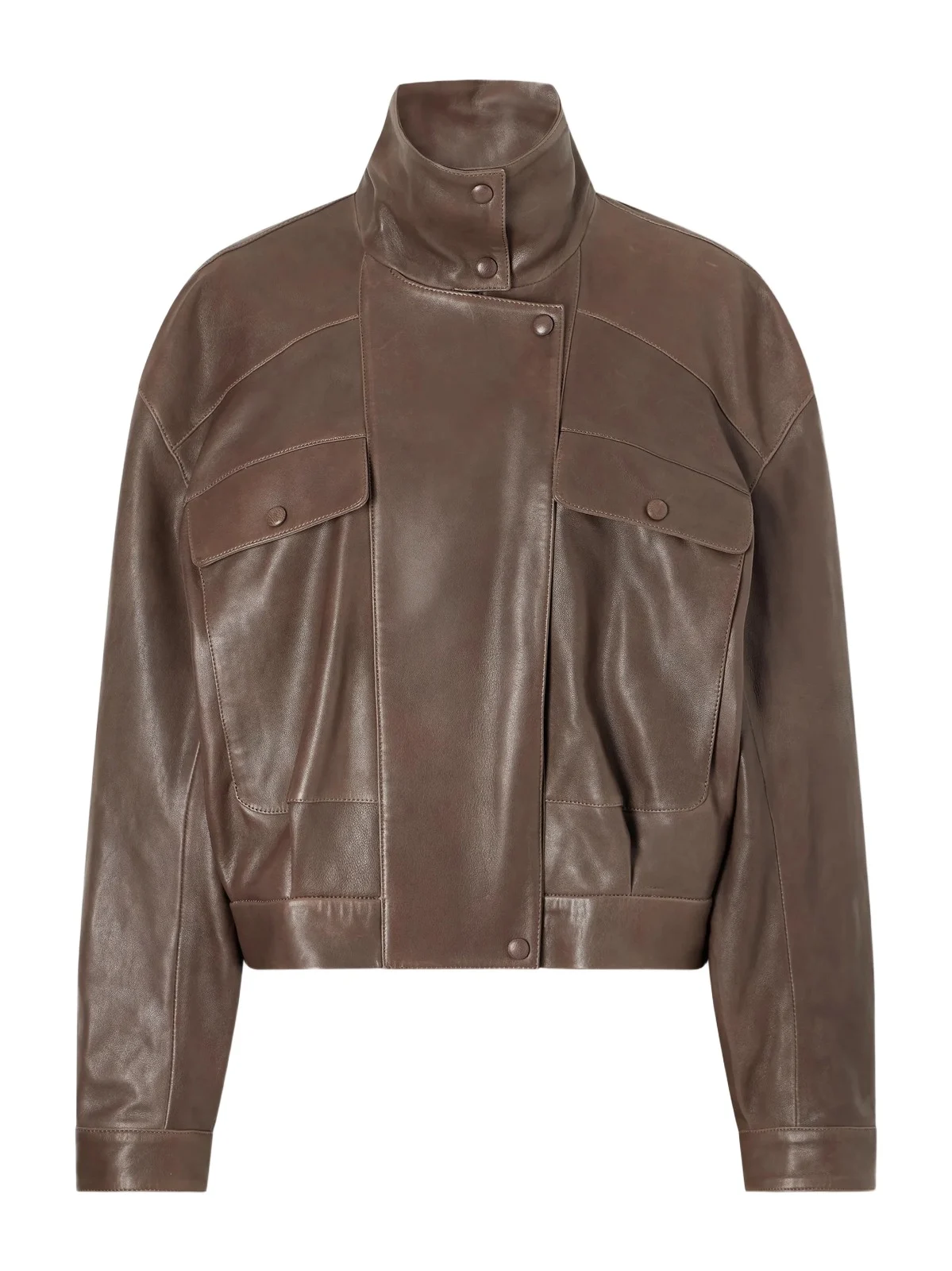 Nour Hammour Quincy Cropped Paneled Leather Bomber Jacket