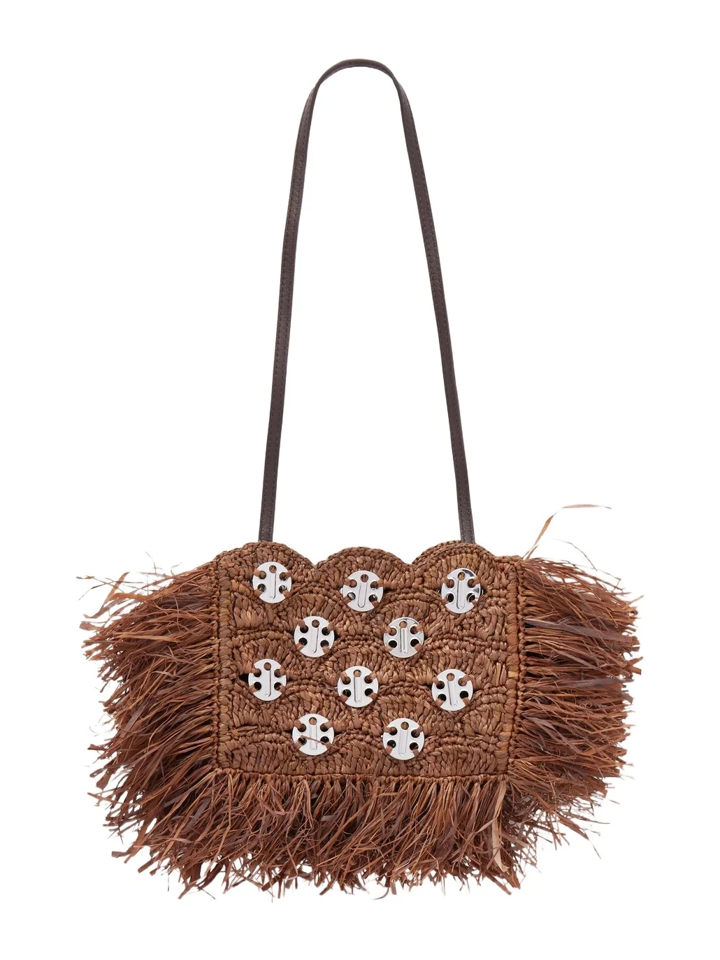 Embellished Raffia Shoulder Bag