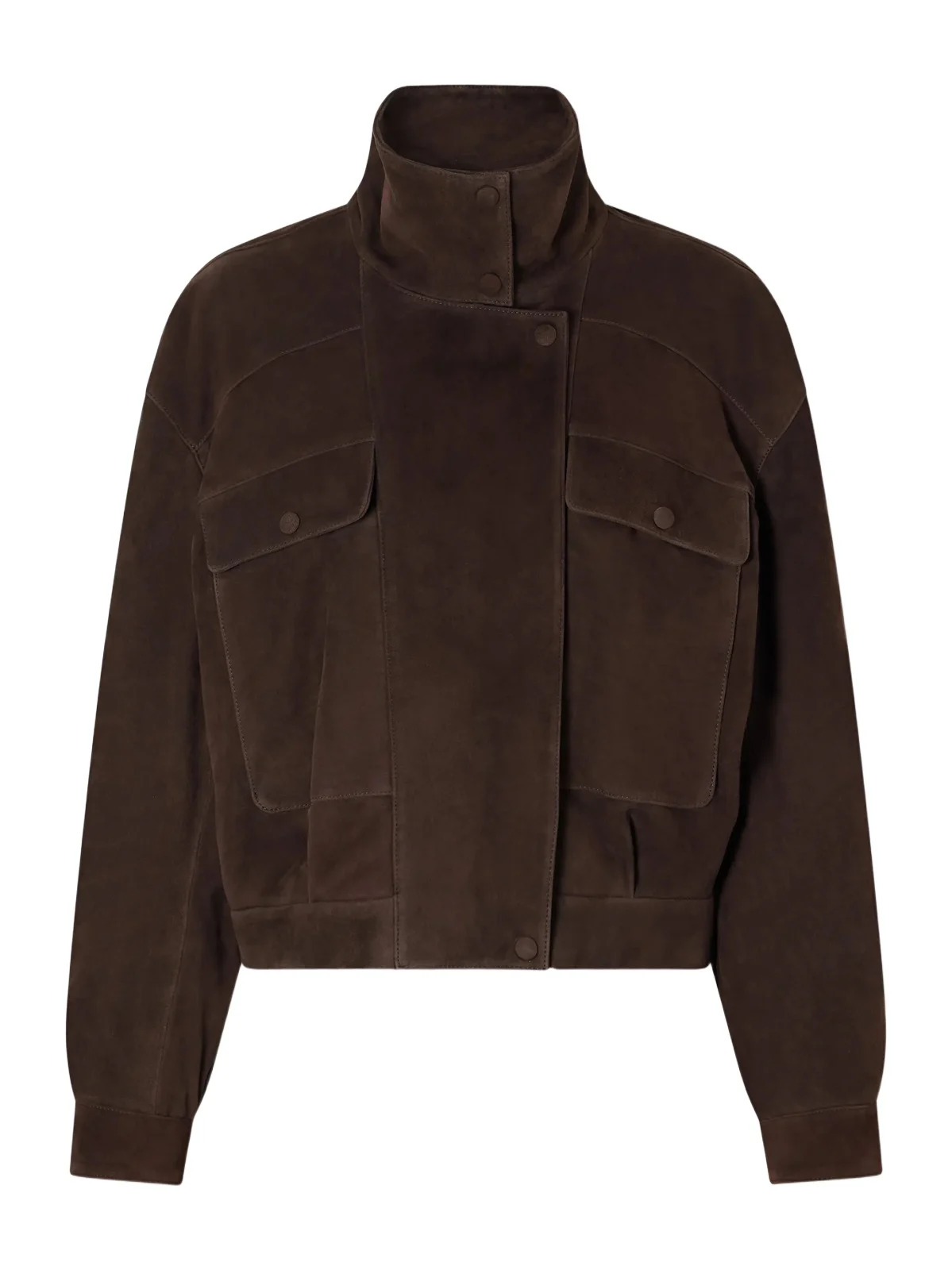Nour Hammour Quincy Cropped Paneled Suede Bomber Jacket
