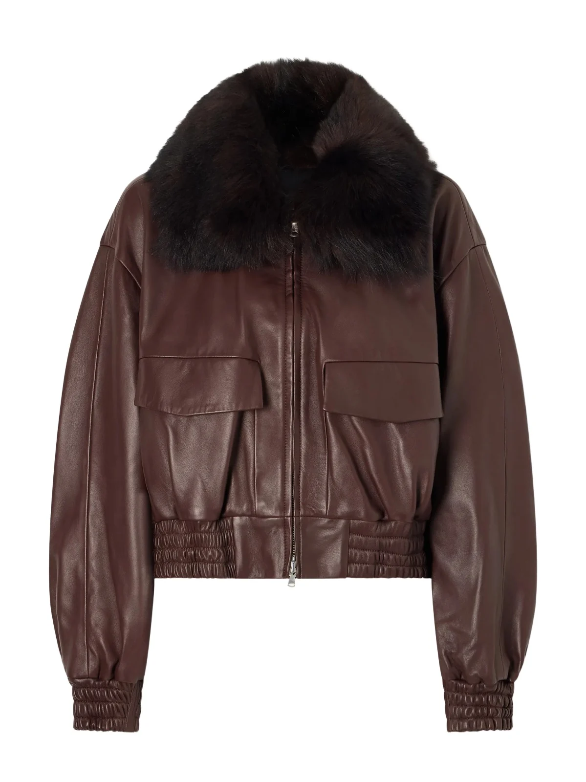 Ellery Cropped Shearling-trimmed Leather Bomber Jacket