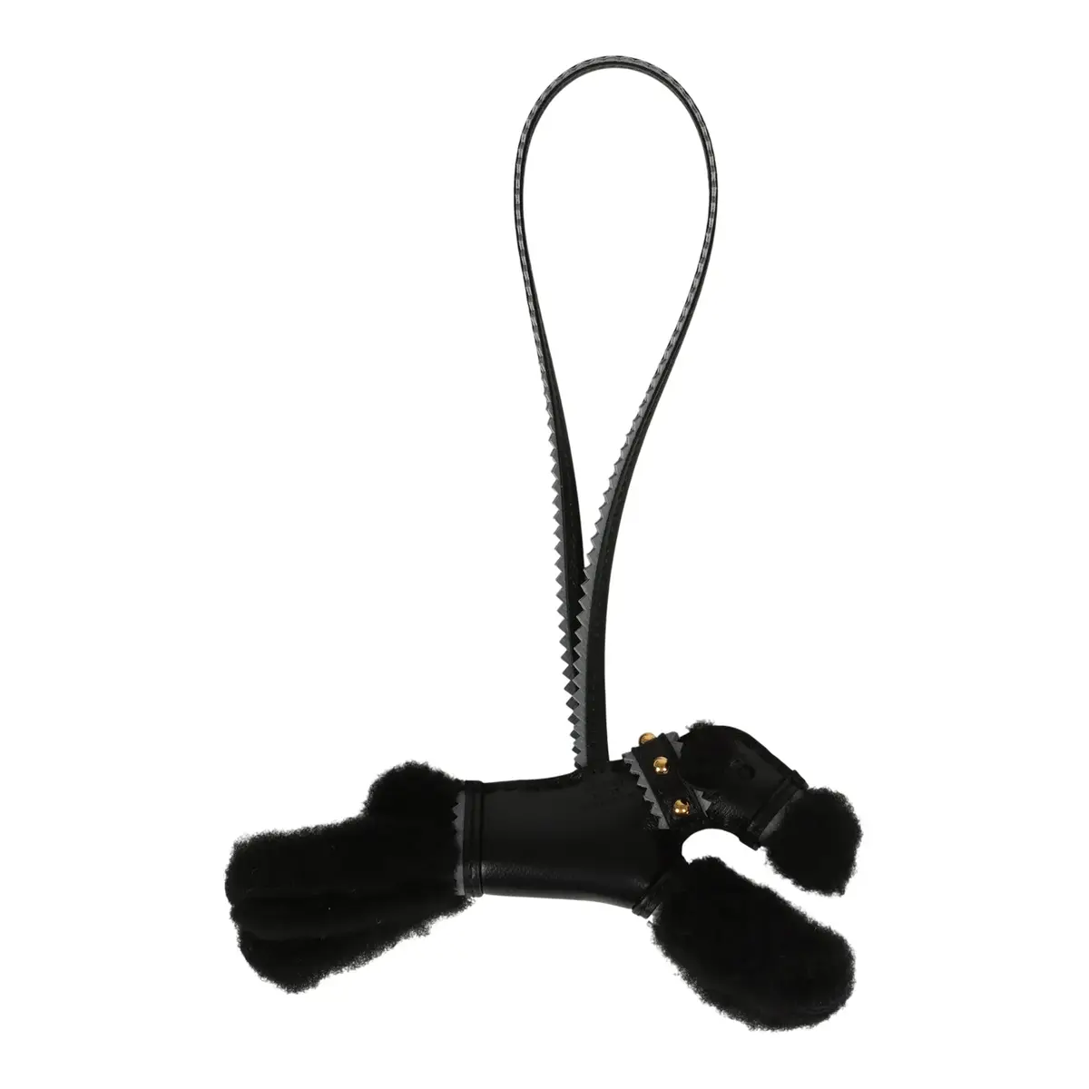 HERMÈS Hermes "Rock" Budy Apic Charm Black, Gris Pantin Milo Lambskin and Merino Wool Gold Hardware | Thumbnail 2