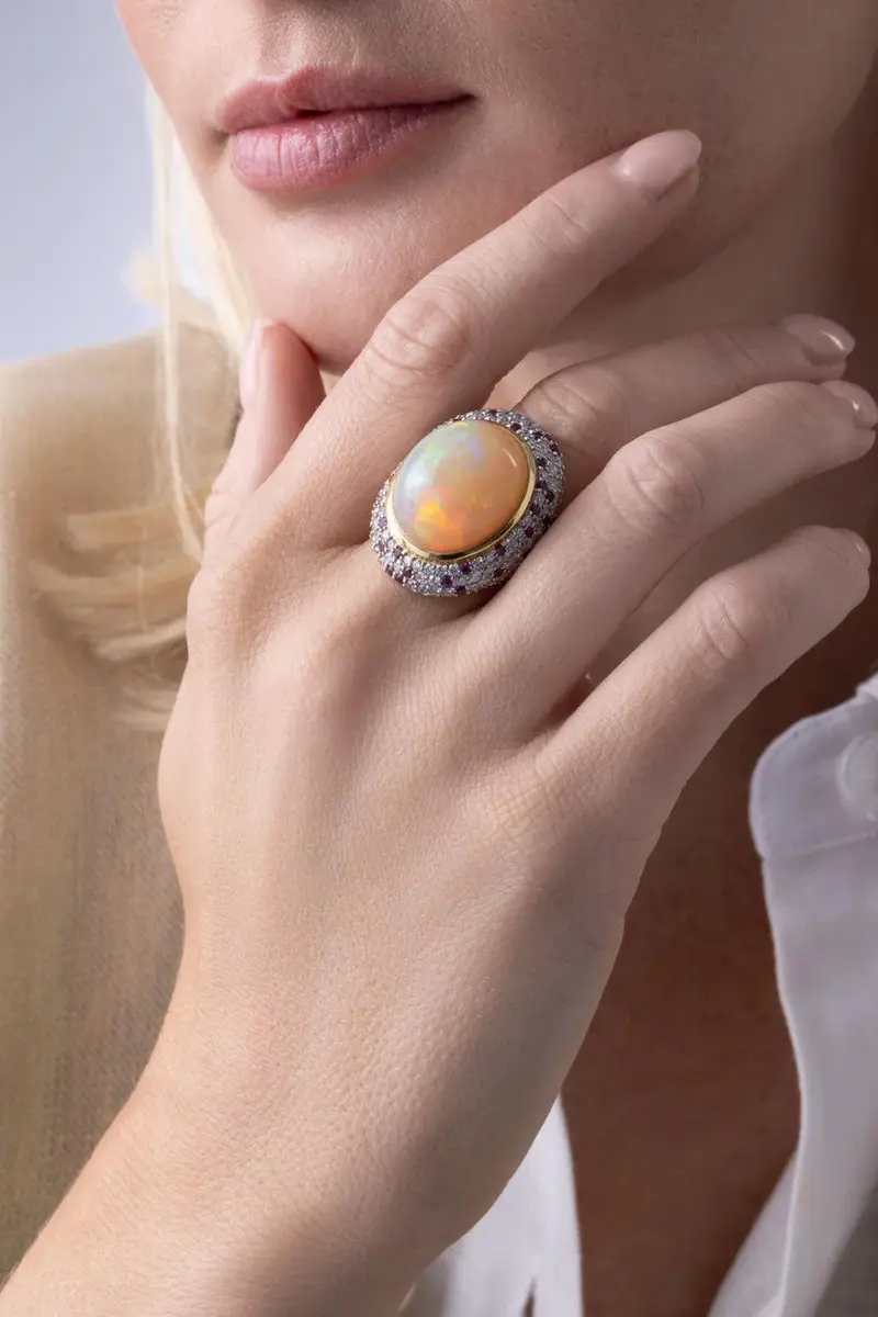 PARULINA Opal Diamond Pink Sapphire Ring | Thumbnail 4 PARULINA Opal Diamond Pink Sapphire Ring | Thumbnail 4