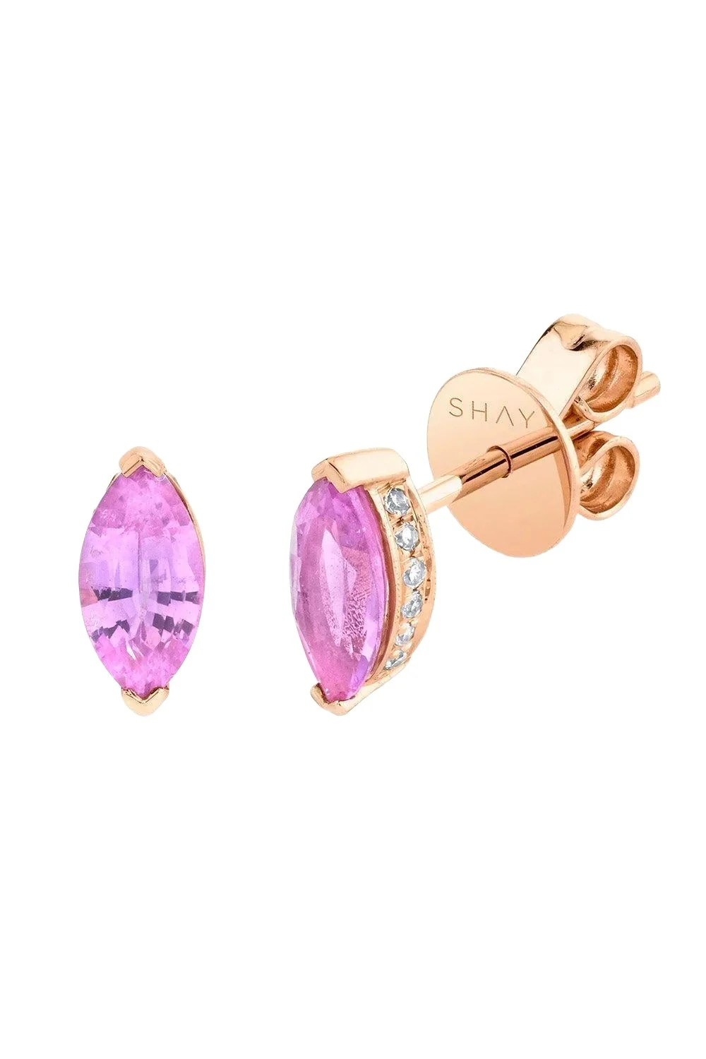 Pink Sapphire Diamond Marquise Stud Earrings Pink Sapphire Diamond Marquise Stud Earrings