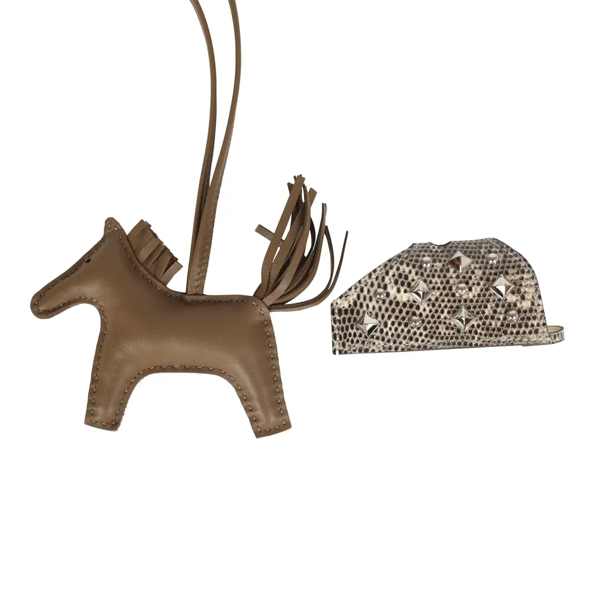 HERMÈS Hermes Rodeo Rock Bag Charm PM Ombre Shiny Varanus Salvator Lizard and Etoupe Milo Lambskin Palladium Hardware | Thumbnail 3 HERMÈS Hermes Rodeo Rock Bag Charm PM Ombre Shiny Varanus Salvator Lizard and Etoupe Milo Lambskin Palladium Hardware | Thumbnail 3