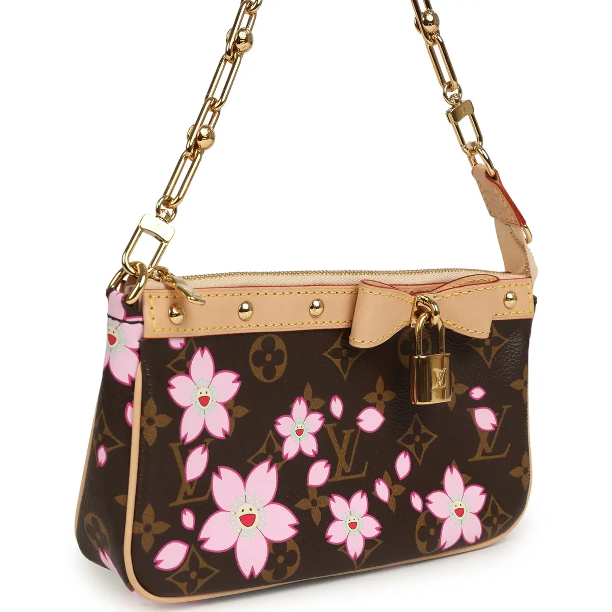 Louis Vuitton Louis Vuitton X Takashi Murakami Cherry Blossom Pochette Accessories Brown Monogram Gold Hardware | Thumbnail 2 Louis Vuitton Louis Vuitton X Takashi Murakami Cherry Blossom Pochette Accessories Brown Monogram Gold Hardware | Thumbnail 2