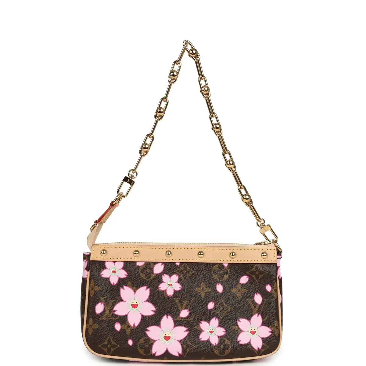 Louis Vuitton Louis Vuitton X Takashi Murakami Cherry Blossom Pochette Accessories Brown Monogram Gold Hardware | Thumbnail 5 Louis Vuitton Louis Vuitton X Takashi Murakami Cherry Blossom Pochette Accessories Brown Monogram Gold Hardware | Thumbnail 5