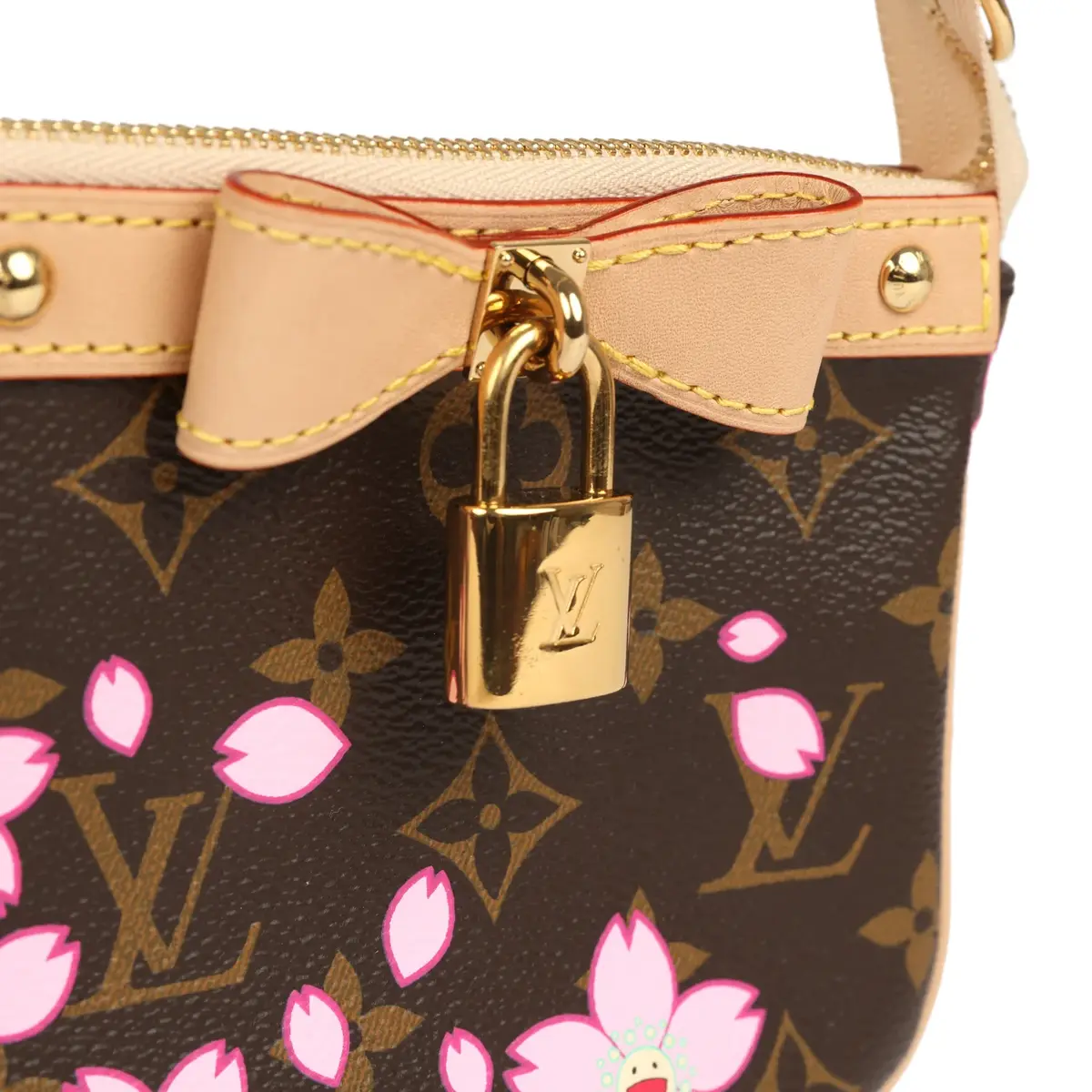 Louis Vuitton Louis Vuitton X Takashi Murakami Cherry Blossom Pochette Accessories Brown Monogram Gold Hardware | Thumbnail 7 Louis Vuitton Louis Vuitton X Takashi Murakami Cherry Blossom Pochette Accessories Brown Monogram Gold Hardware | Thumbnail 7
