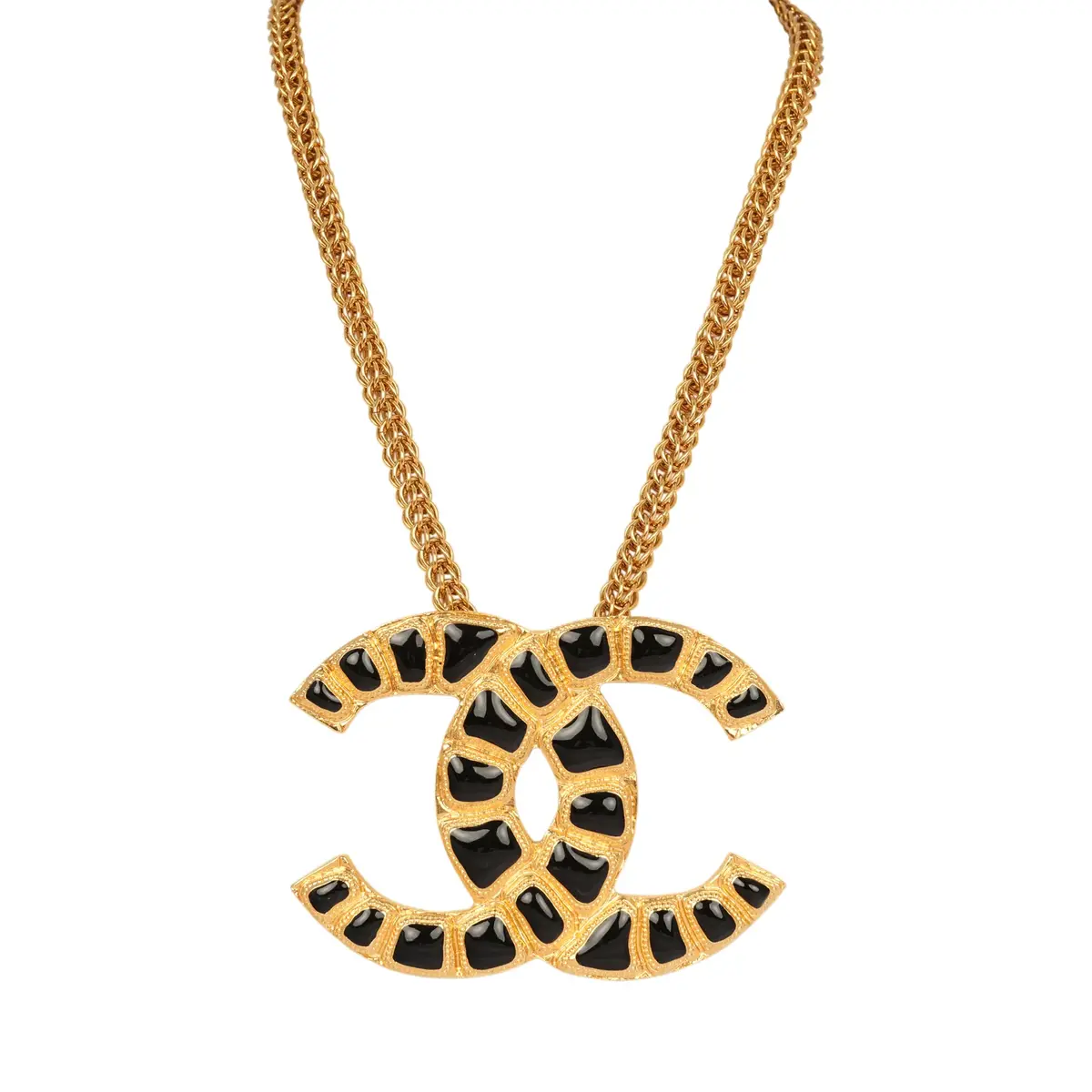 Chanel Pre-owned Chanel Large "Along The Nile" Short CC Necklace Black, Resin Gold | Image 1 Chanel Pre-owned Chanel Large "Along The Nile" Short CC Necklace Black, Resin Gold | Image 1