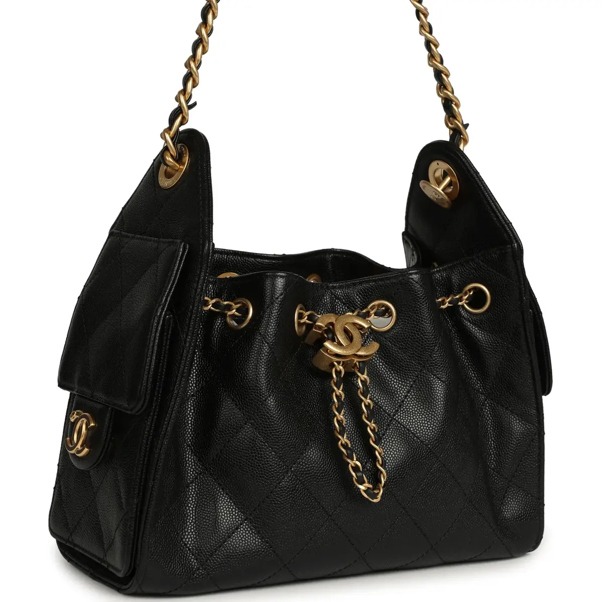 Chanel Pre-owned Chanel Mini 25 Hobo Bag Black Caviar Antique Gold Hardware | Thumbnail 2 Chanel Pre-owned Chanel Mini 25 Hobo Bag Black Caviar Antique Gold Hardware | Thumbnail 2