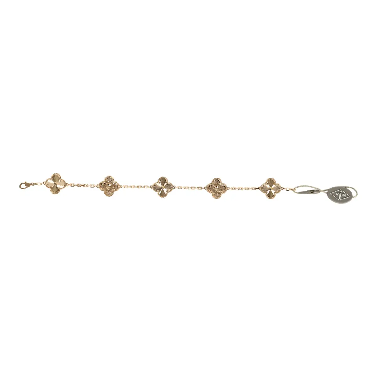 Van Cleef & Arpels Van Cleef & Arpels Vintage Alhambra 5 Motif Bracelet Diamonds 18K Yellow Gold Guilloche | Thumbnail 5 Van Cleef & Arpels Van Cleef & Arpels Vintage Alhambra 5 Motif Bracelet Diamonds 18K Yellow Gold Guilloche | Thumbnail 5