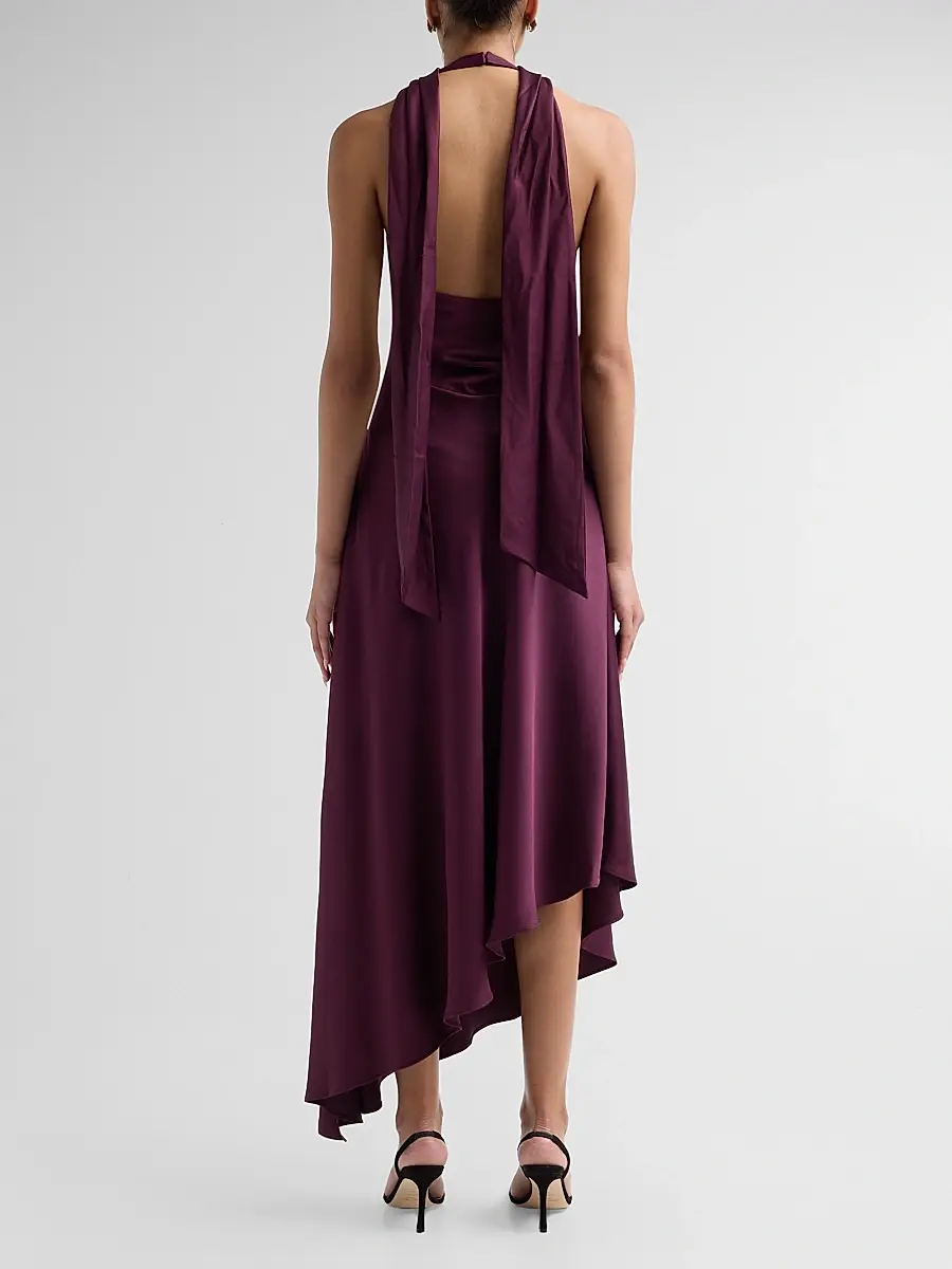 Simkhai Women's Monica Asymmetric Satin Midi Dress | Thumbnail 3 Simkhai Women's Monica Asymmetric Satin Midi Dress | Thumbnail 3