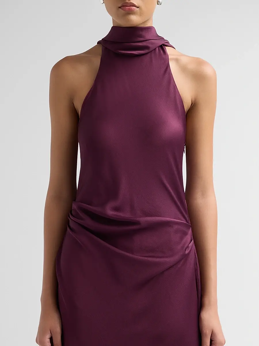 Simkhai Women's Monica Asymmetric Satin Midi Dress | Thumbnail 5 Simkhai Women's Monica Asymmetric Satin Midi Dress | Thumbnail 5