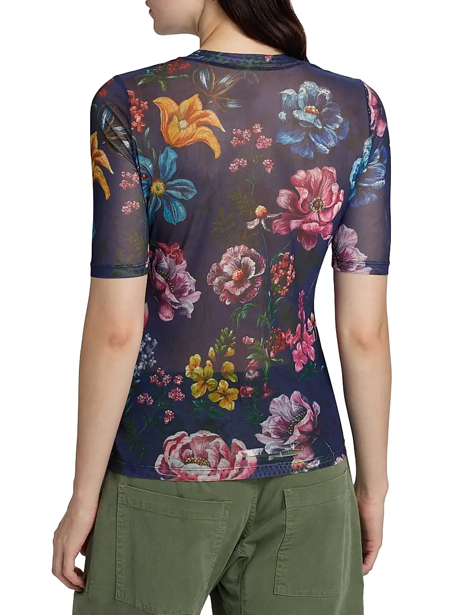 Johnny Was Women's Floral Mesh V-Neck Top | Thumbnail 5 Johnny Was Women's Floral Mesh V-Neck Top | Thumbnail 5