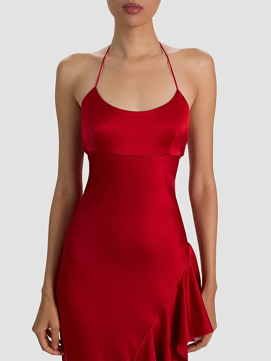 Alice + Olivia Women's Palma Asymmetric Ruffled Maxi Slip Dress | Thumbnail 4