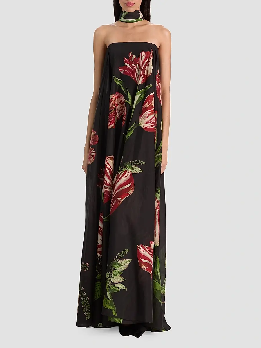 Alice + Olivia Women's Maricela Strapless Voluminous Scarf Maxi Dress | Thumbnail 2