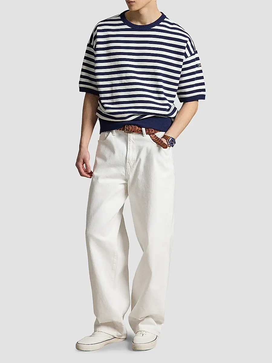 Polo Ralph Lauren Men's Relaxed-Fit Striped Cotton-Blend Sweatshirt | Thumbnail 2 Polo Ralph Lauren Men's Relaxed-Fit Striped Cotton-Blend Sweatshirt | Thumbnail 2
