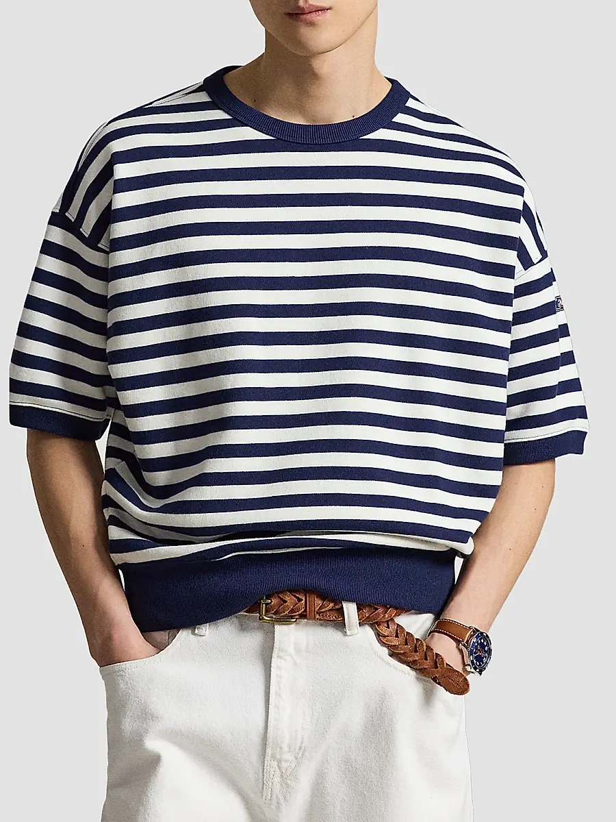 Polo Ralph Lauren Men's Relaxed-Fit Striped Cotton-Blend Sweatshirt | Thumbnail 4 Polo Ralph Lauren Men's Relaxed-Fit Striped Cotton-Blend Sweatshirt | Thumbnail 4