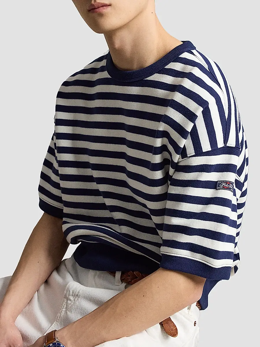 Polo Ralph Lauren Men's Relaxed-Fit Striped Cotton-Blend Sweatshirt | Thumbnail 6 Polo Ralph Lauren Men's Relaxed-Fit Striped Cotton-Blend Sweatshirt | Thumbnail 6