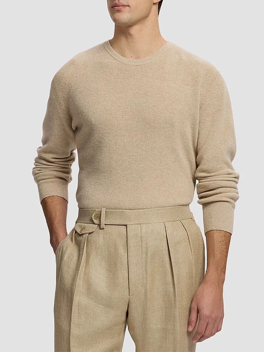 Ralph Lauren Purple Label Men's Cotton-Cashmere Crewneck Sweater | Thumbnail 4 Ralph Lauren Purple Label Men's Cotton-Cashmere Crewneck Sweater | Thumbnail 4