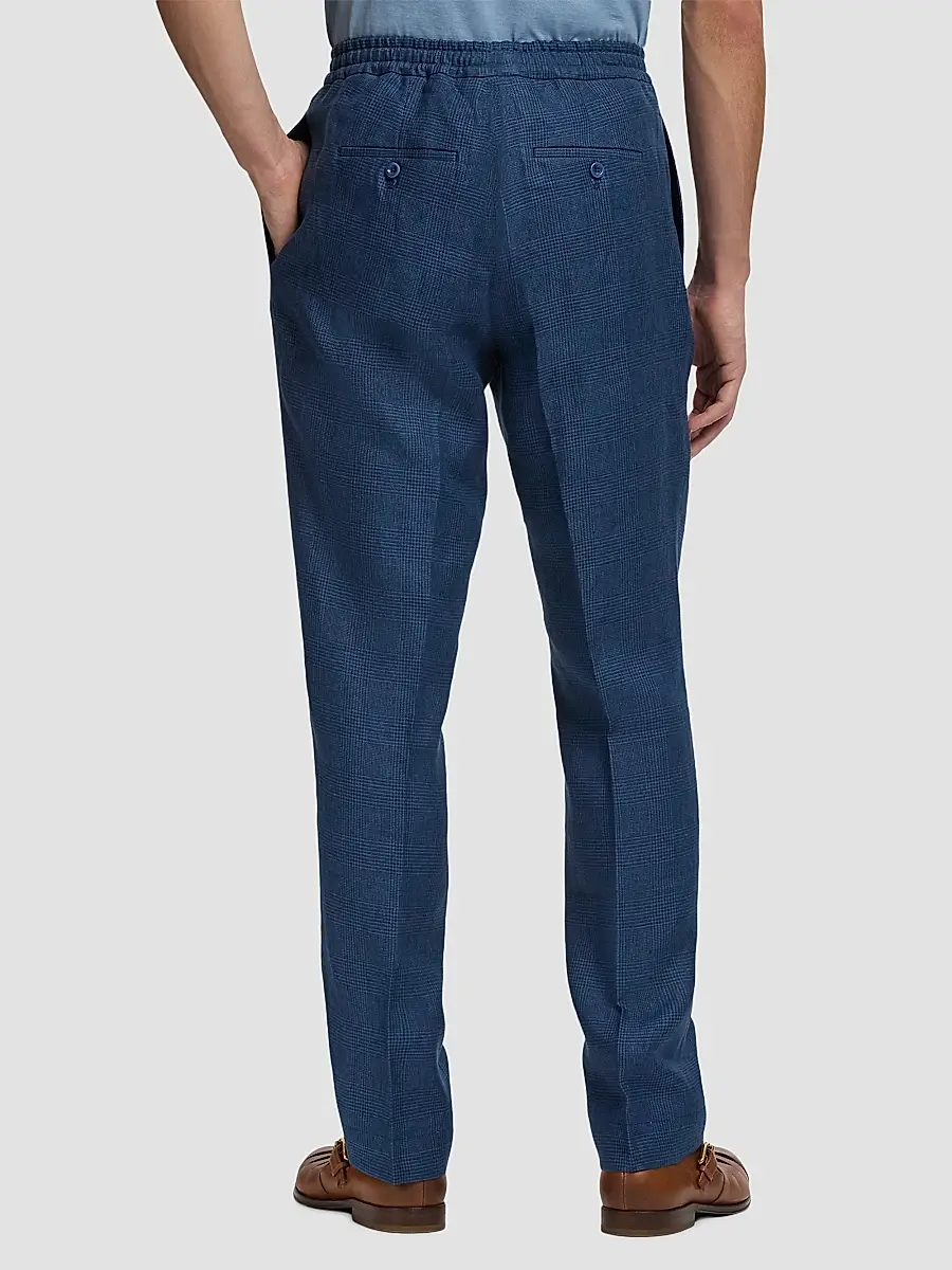Ralph Lauren Purple Label Men's Linen Glen Checked Trousers | Thumbnail 3 Ralph Lauren Purple Label Men's Linen Glen Checked Trousers | Thumbnail 3