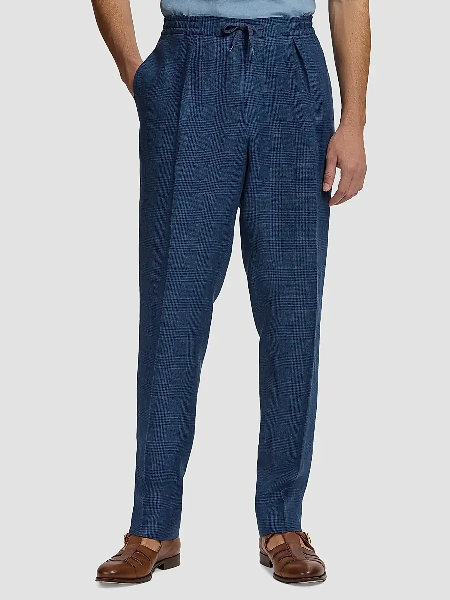 Ralph Lauren Purple Label Men's Linen Glen Checked Trousers | Thumbnail 4 Ralph Lauren Purple Label Men's Linen Glen Checked Trousers | Thumbnail 4