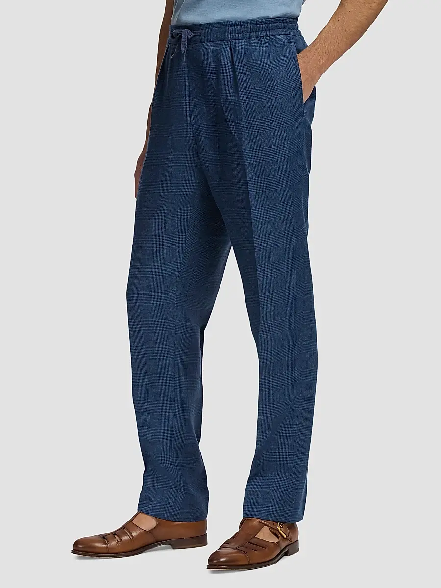 Ralph Lauren Purple Label Men's Linen Glen Checked Trousers | Thumbnail 6 Ralph Lauren Purple Label Men's Linen Glen Checked Trousers | Thumbnail 6