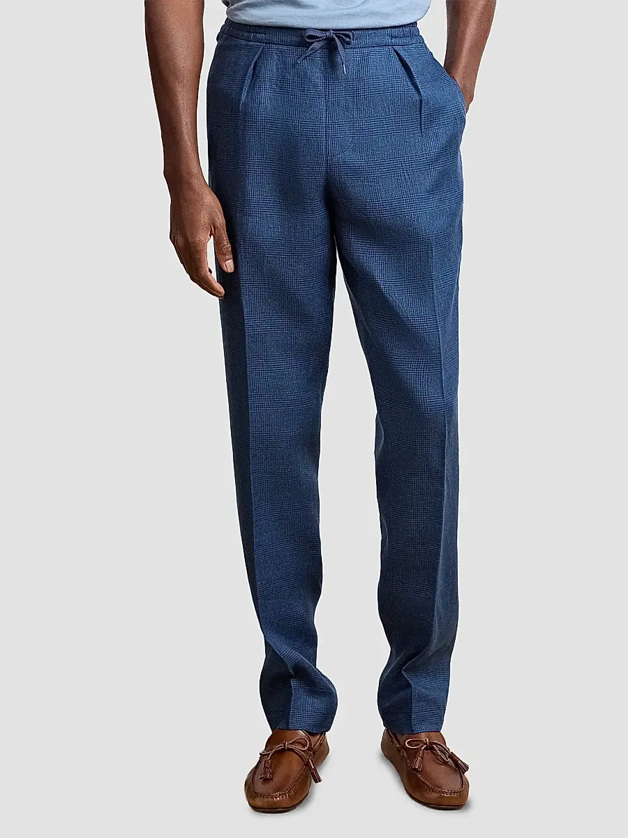 Ralph Lauren Purple Label Men's Linen Glen Checked Trousers | Thumbnail 7 Ralph Lauren Purple Label Men's Linen Glen Checked Trousers | Thumbnail 7