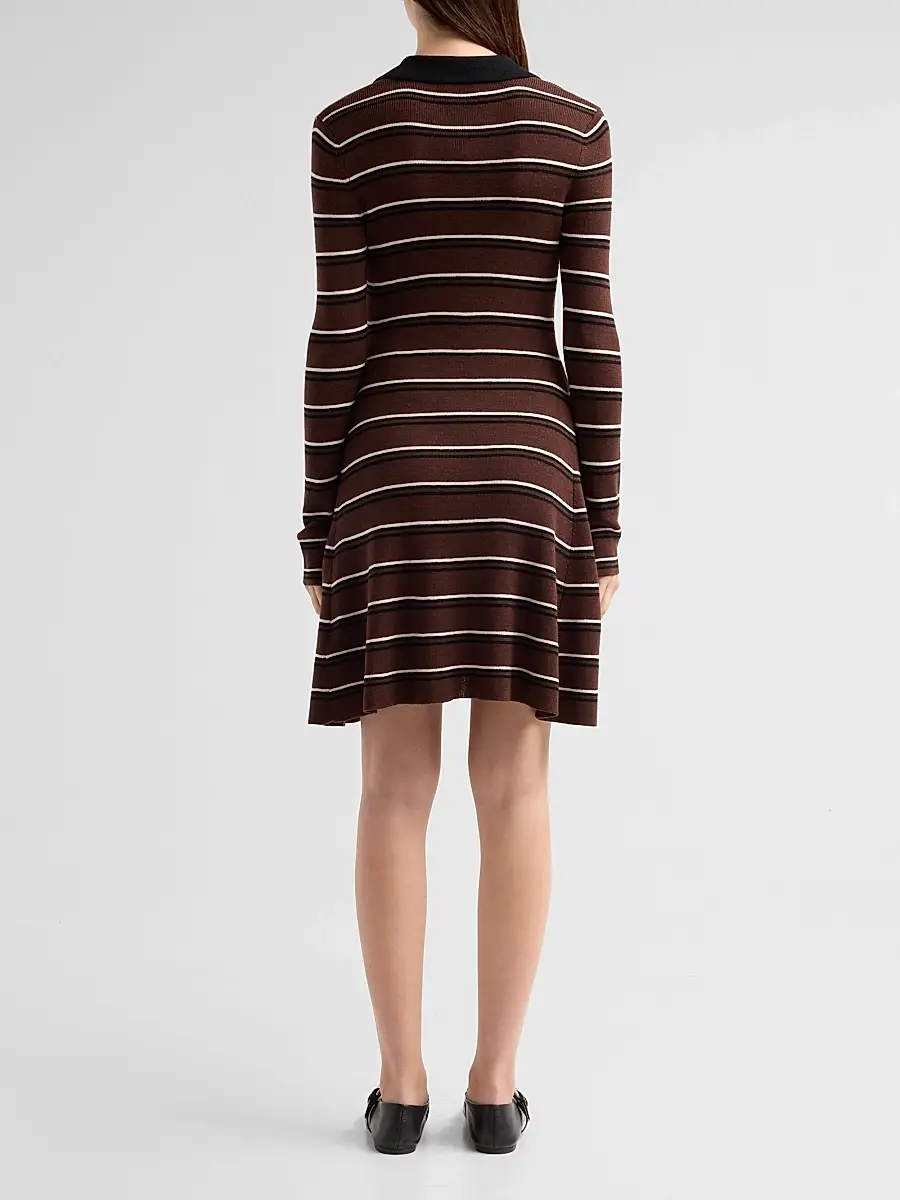 Ganni Women's Stripe Wool Polo Mini Dress | Thumbnail 3 Ganni Women's Stripe Wool Polo Mini Dress | Thumbnail 3