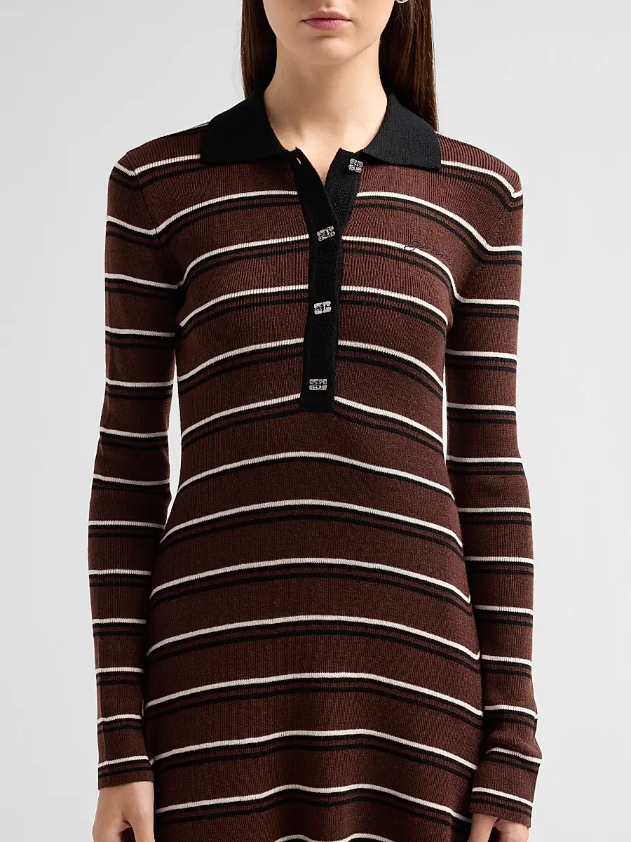 Ganni Women's Stripe Wool Polo Mini Dress | Thumbnail 5 Ganni Women's Stripe Wool Polo Mini Dress | Thumbnail 5