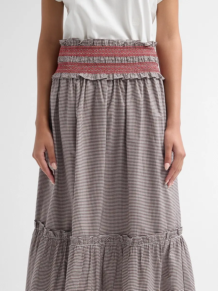 Ganni Women's Check Cotton Smocked Maxi Skirt | Thumbnail 5 Ganni Women's Check Cotton Smocked Maxi Skirt | Thumbnail 5